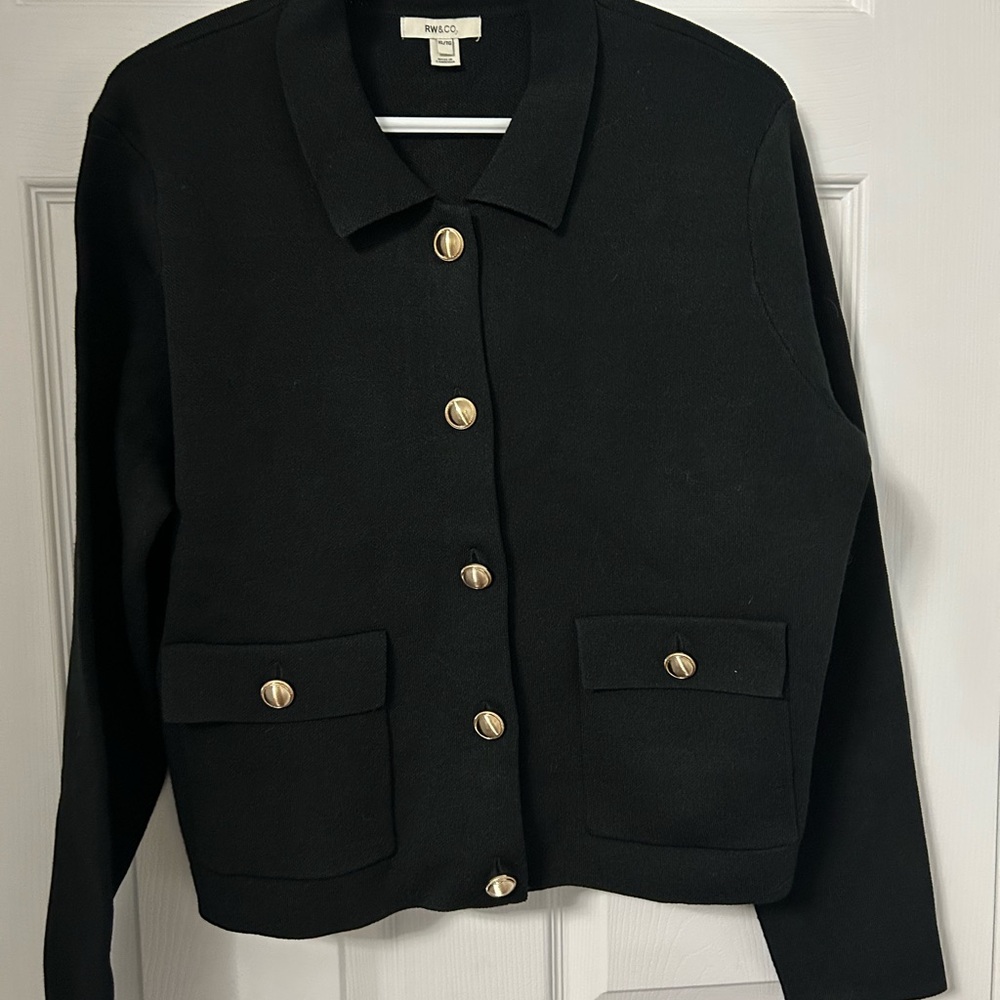 RW&CO. Classic Black Knit Cardigan Sweater
